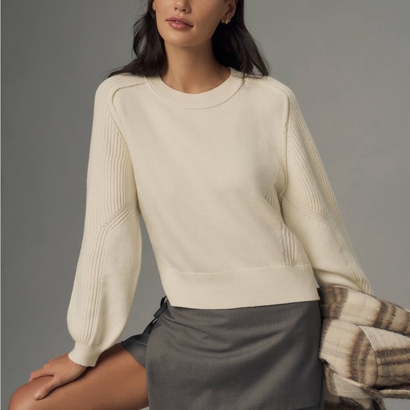 ~NWT anthropologie x pilcro buckled open back sweater in white - Picture 2 of 8